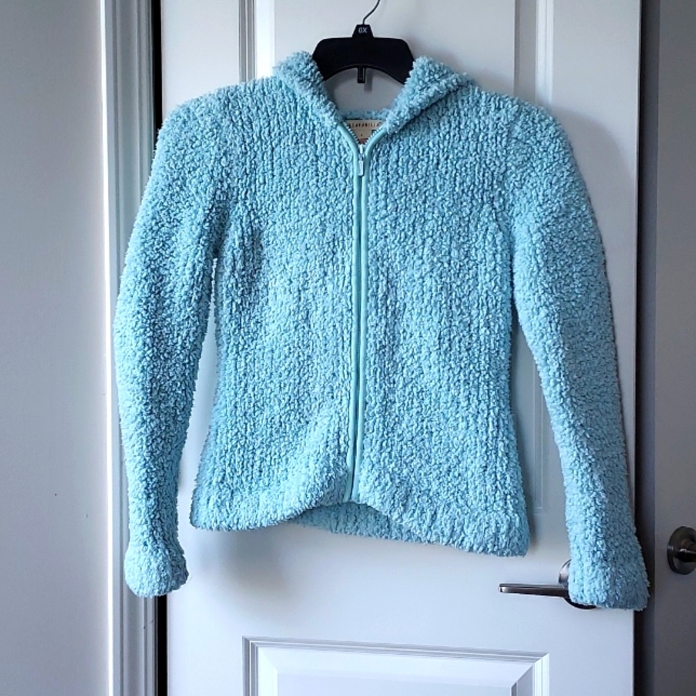 Sarsaparilla long sleeve hooded blue winter coat medium zipper